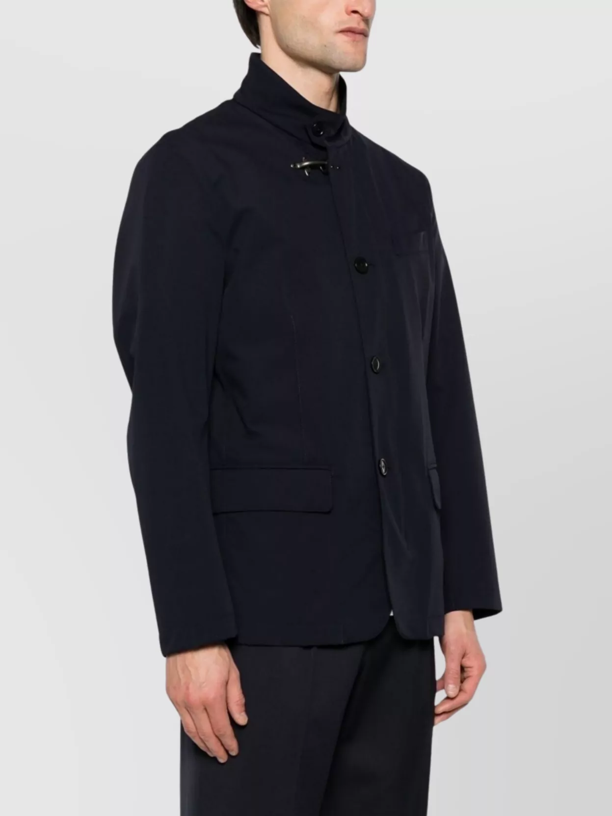 Fay Stretch Nylon Jacket With Metal Clasp Detail