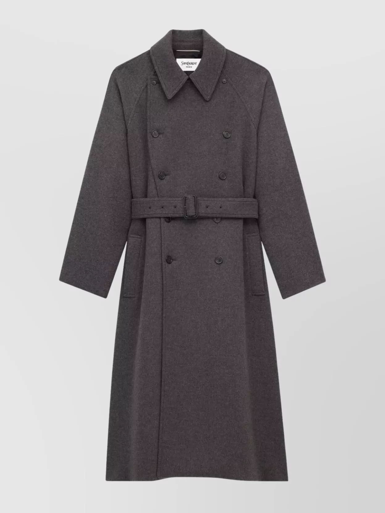 Saint Laurent Raglan Belted Double-Breasted Coat