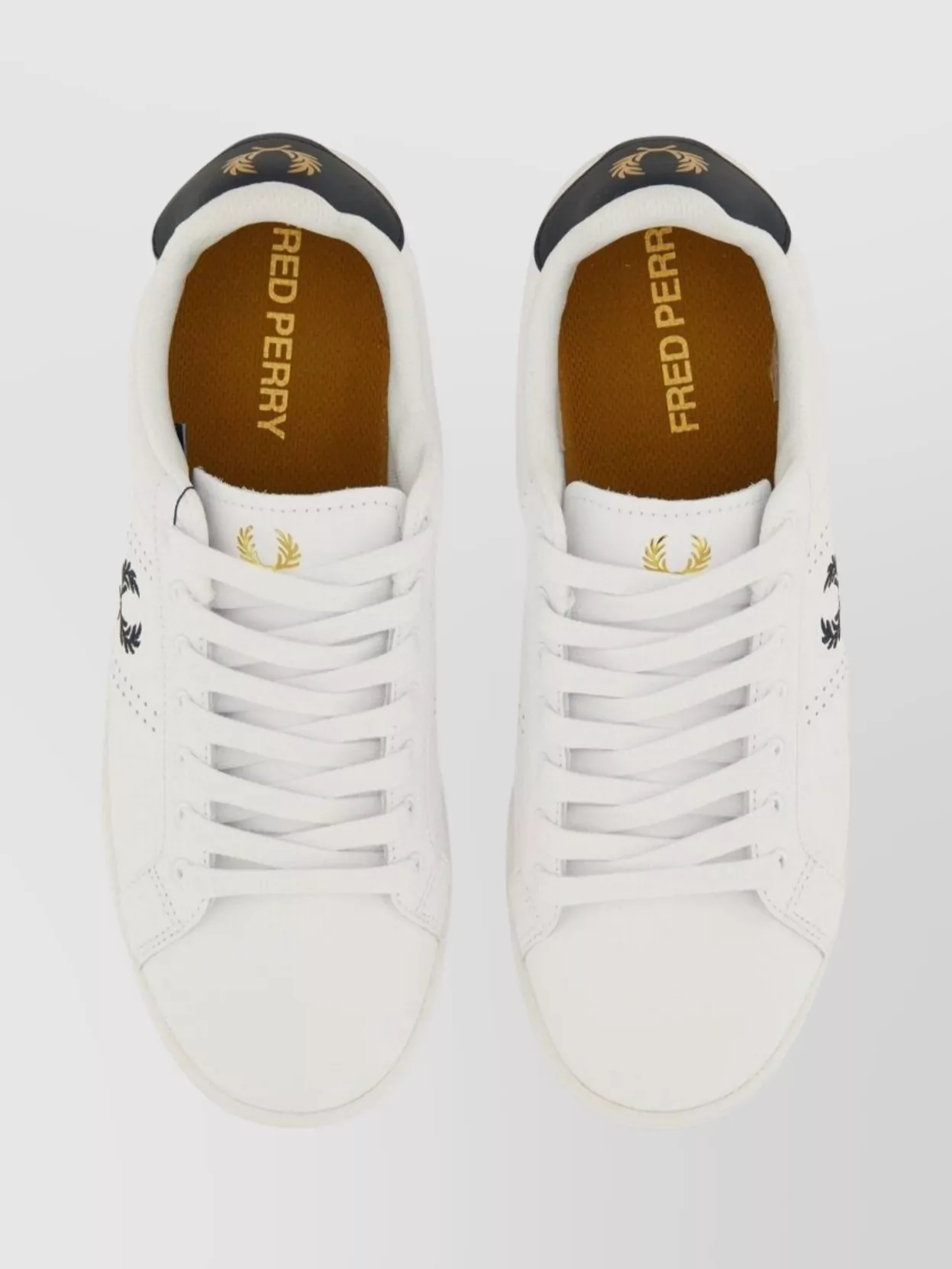 Fred Perry Round Toe Sneakers Featuring Perforated Sides