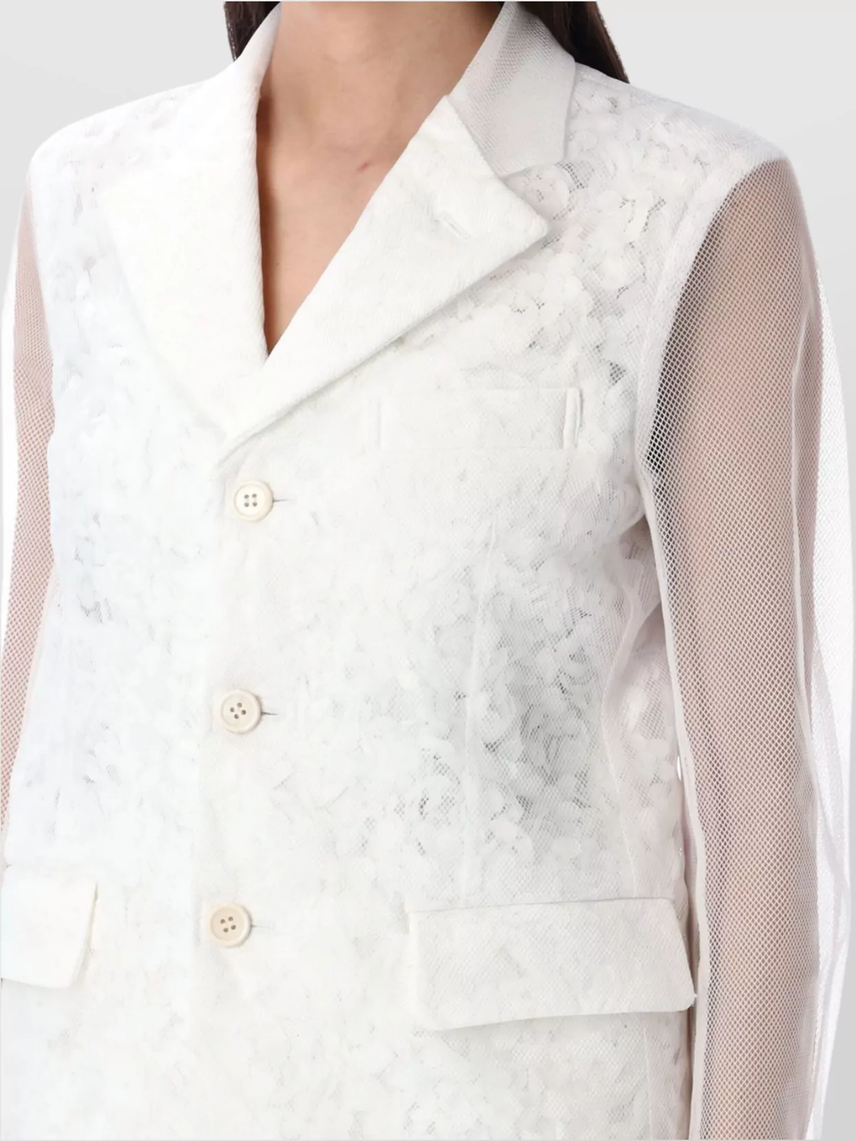 COMME DES GARÇONS EMBROIDERED ORGANZA FLOWER JACKET