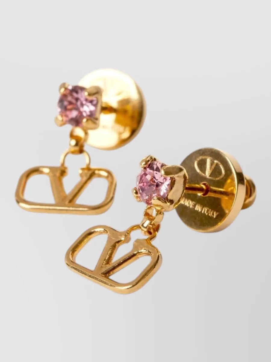 Valentino Garavani Vlogo Stud Earrings Featuring Crystal Detail