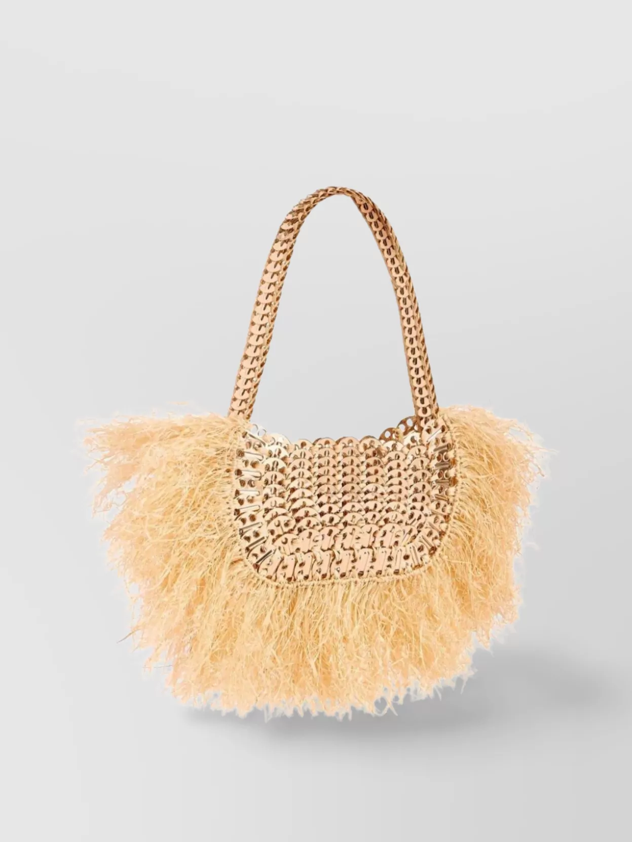 Rabanne Woven Frayed Sequin Chain Shoulder Bag In Neutrals