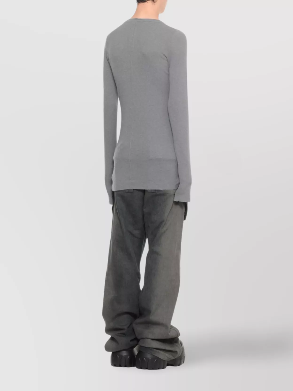 Rick Owens Stretch Fit Long Sleeve Crew Neck Sweater