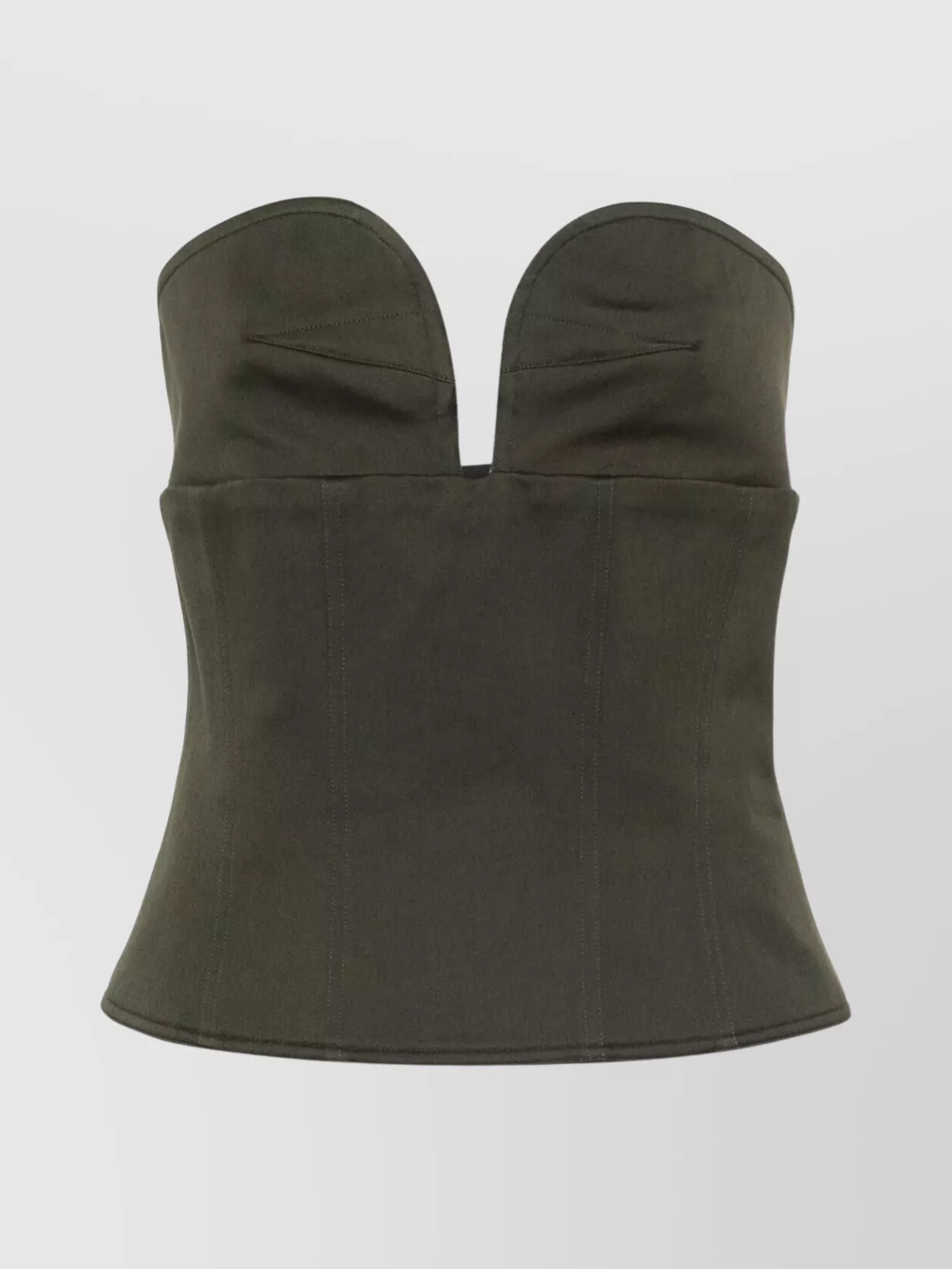 Max Mara Strapless Pleated Top Asymmetric Hem In Green