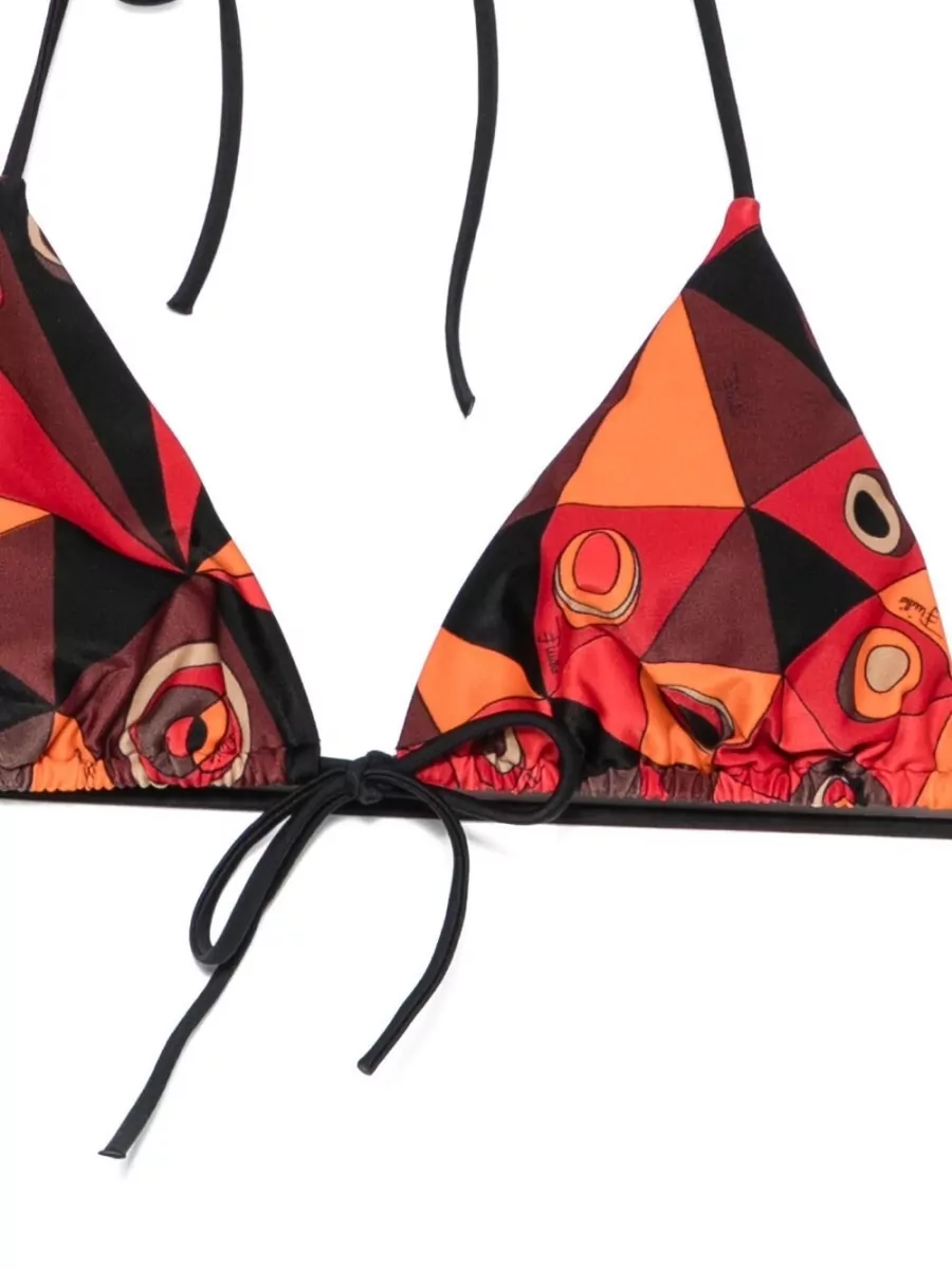 Pucci Printed Gathered Halterneck Triangle Bikini Top