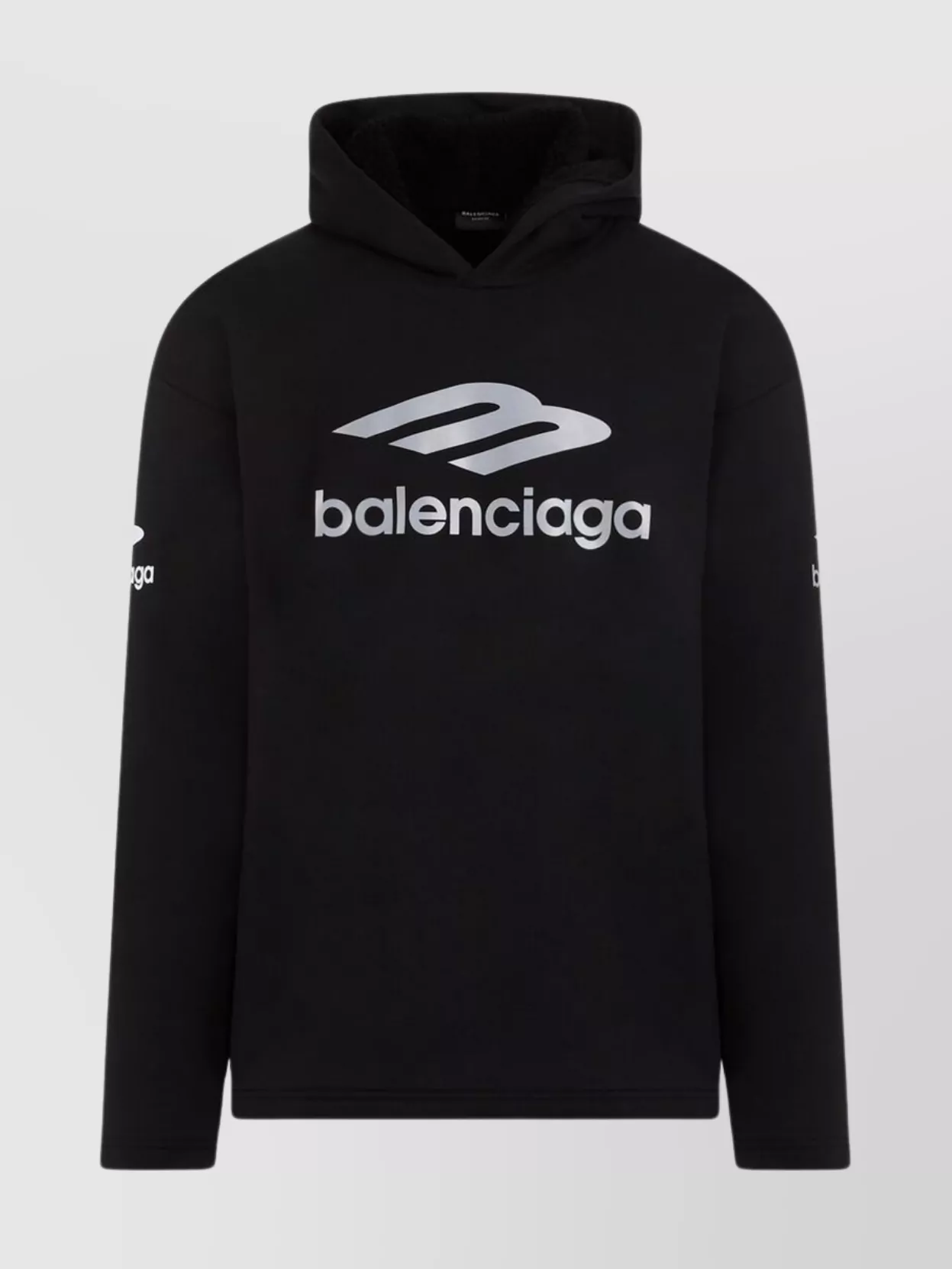 Shop Balenciaga Cotton Hoodie With Hood And Ribbed Cuffs