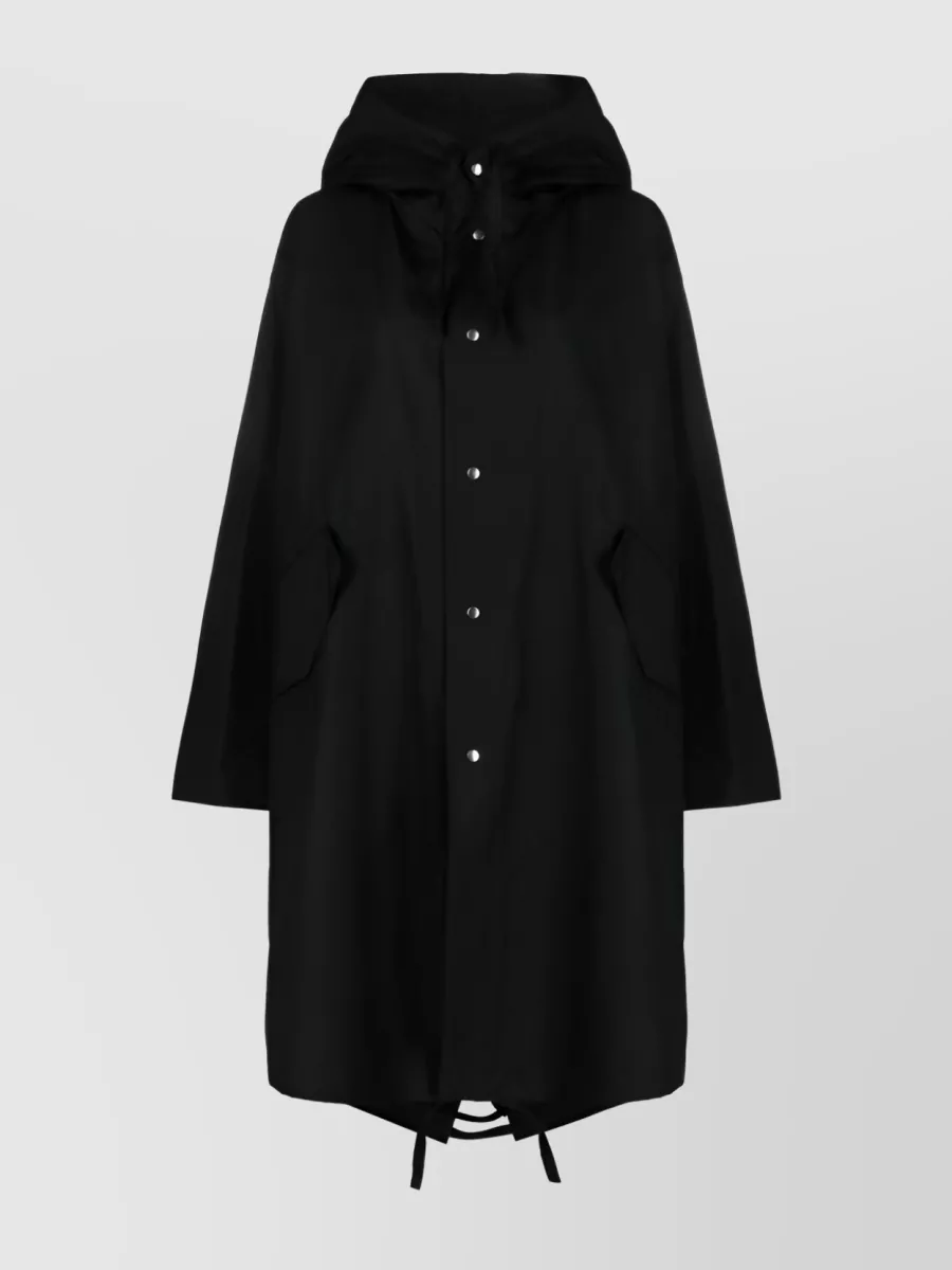 Shop Jil Sander Adjustable Logo Detail Oversized Coat In Black