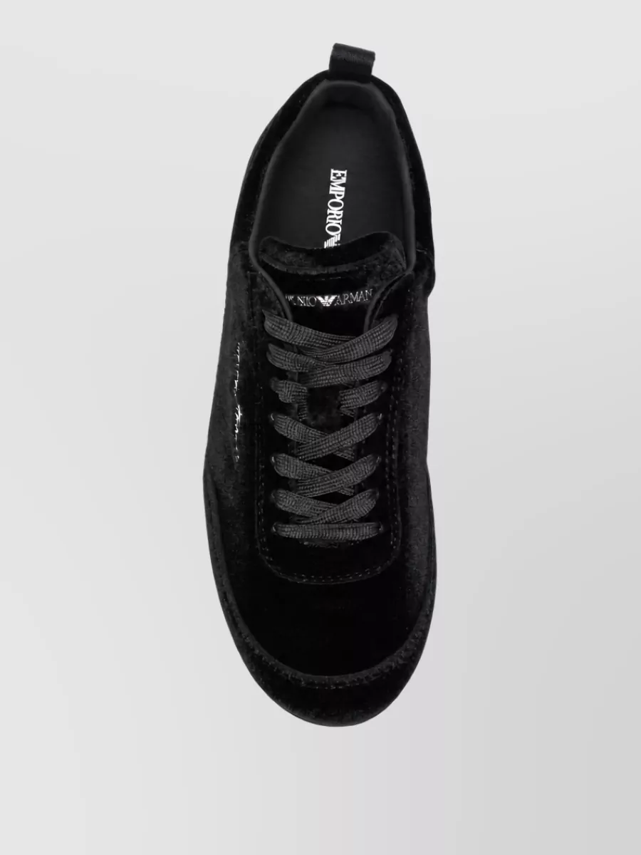 Emporio Armani Velvet Lace-Up Sneakers