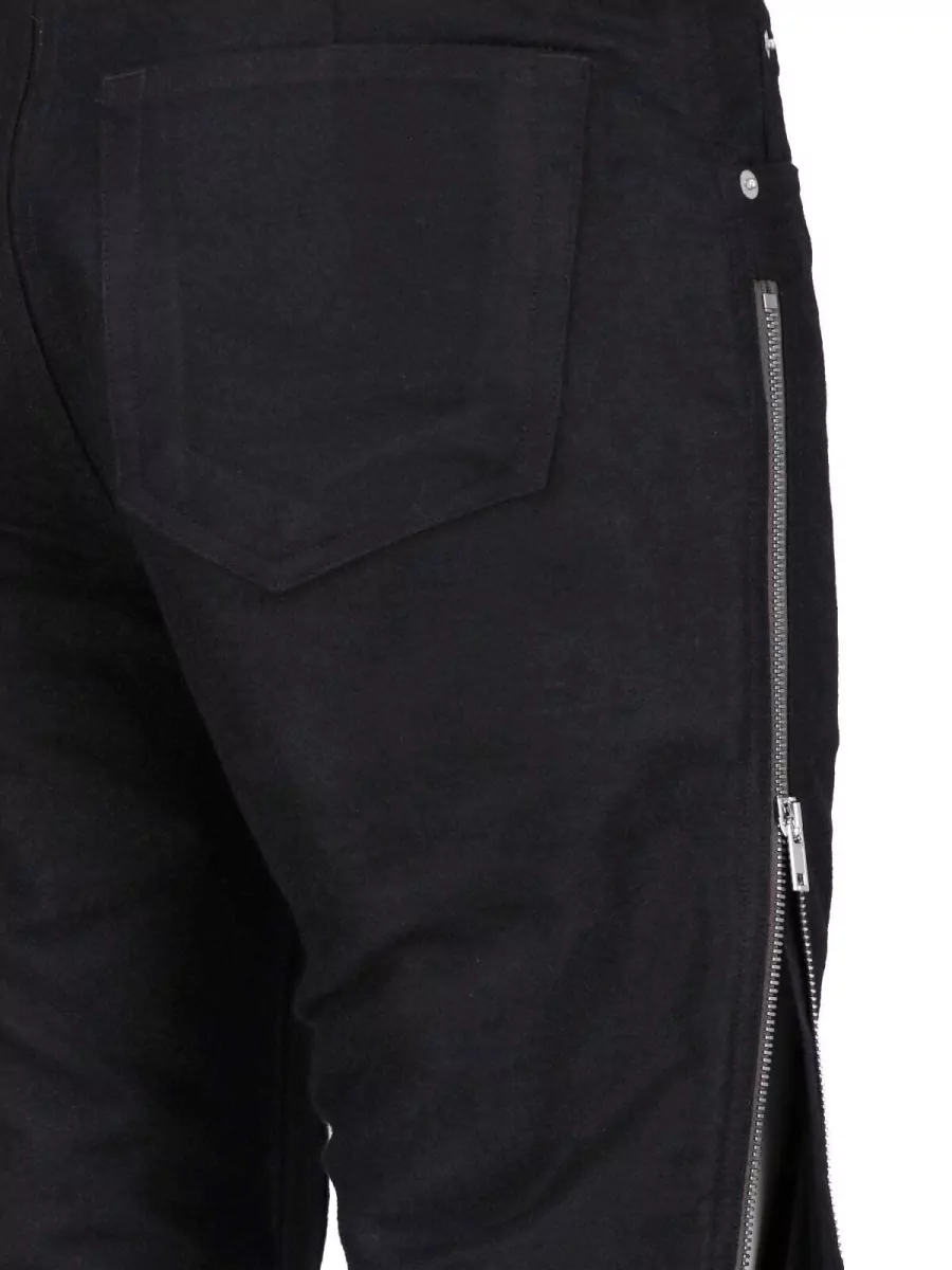 Rick Owens Wool Herringbone Low-Rise Straight-Leg Jeans