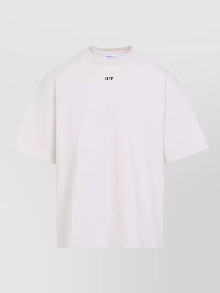 Off-White Cotton Logo Print Short Sleeve T-Shirt