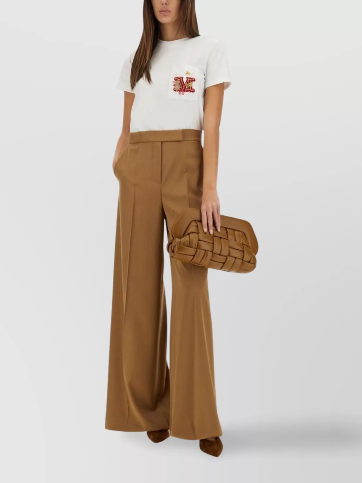 Max Mara Crew Neck T-Shirt Featuring Chest Pocket