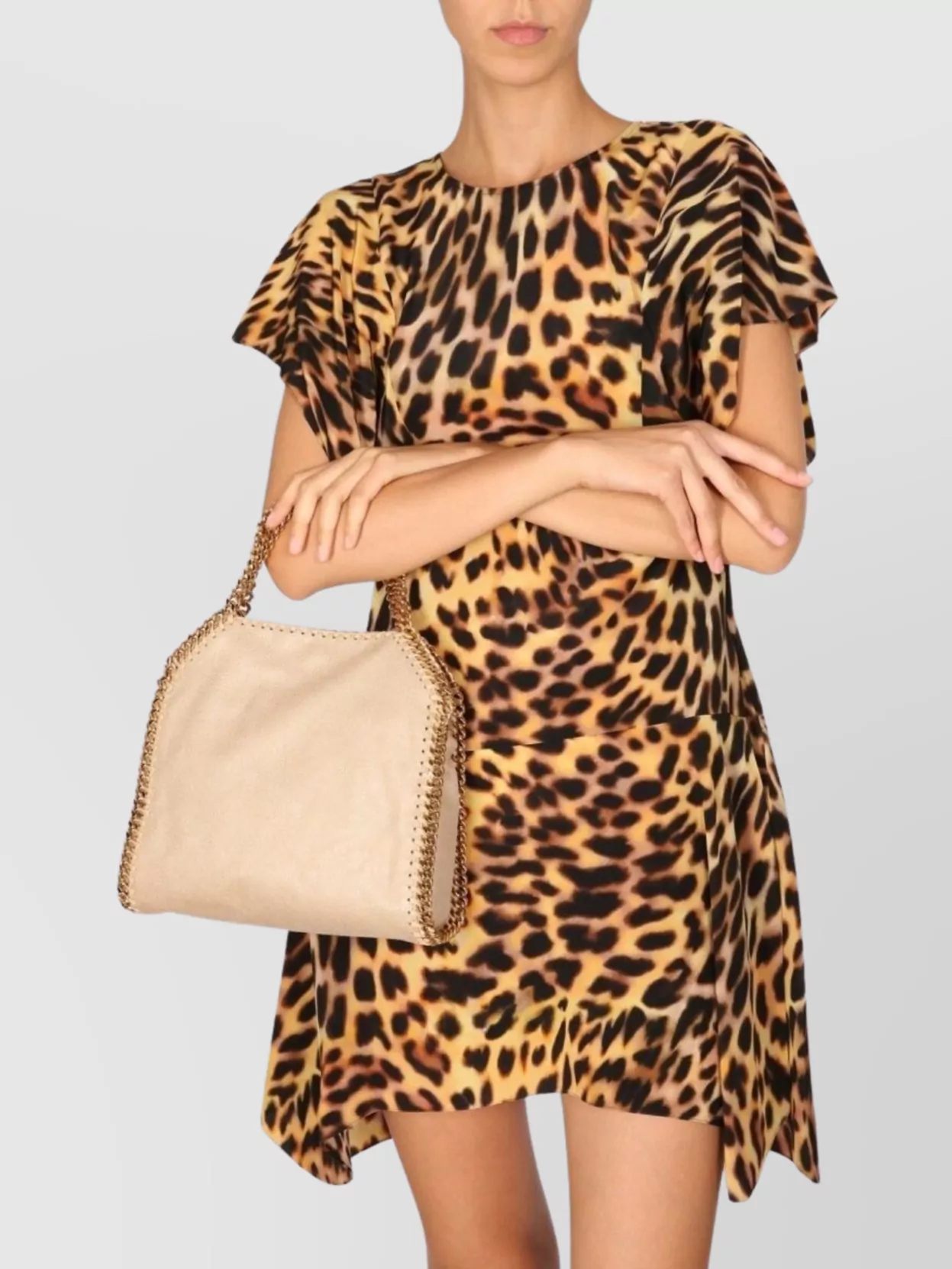 Stella Mccartney Animal Print Mini Dress With Asymmetric Hem