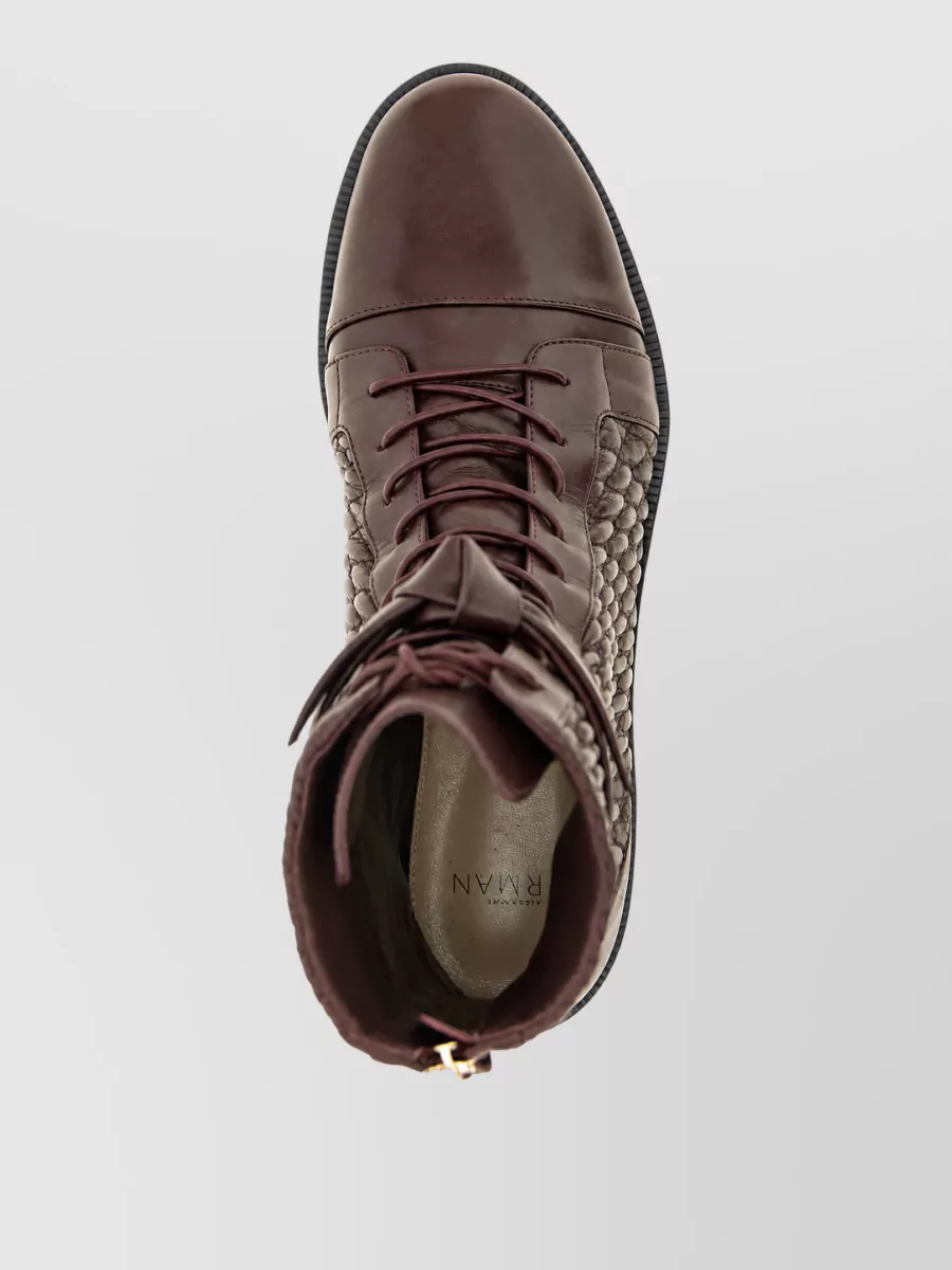 Alexandre Birman Leather Quilted Combat Ankle Boots