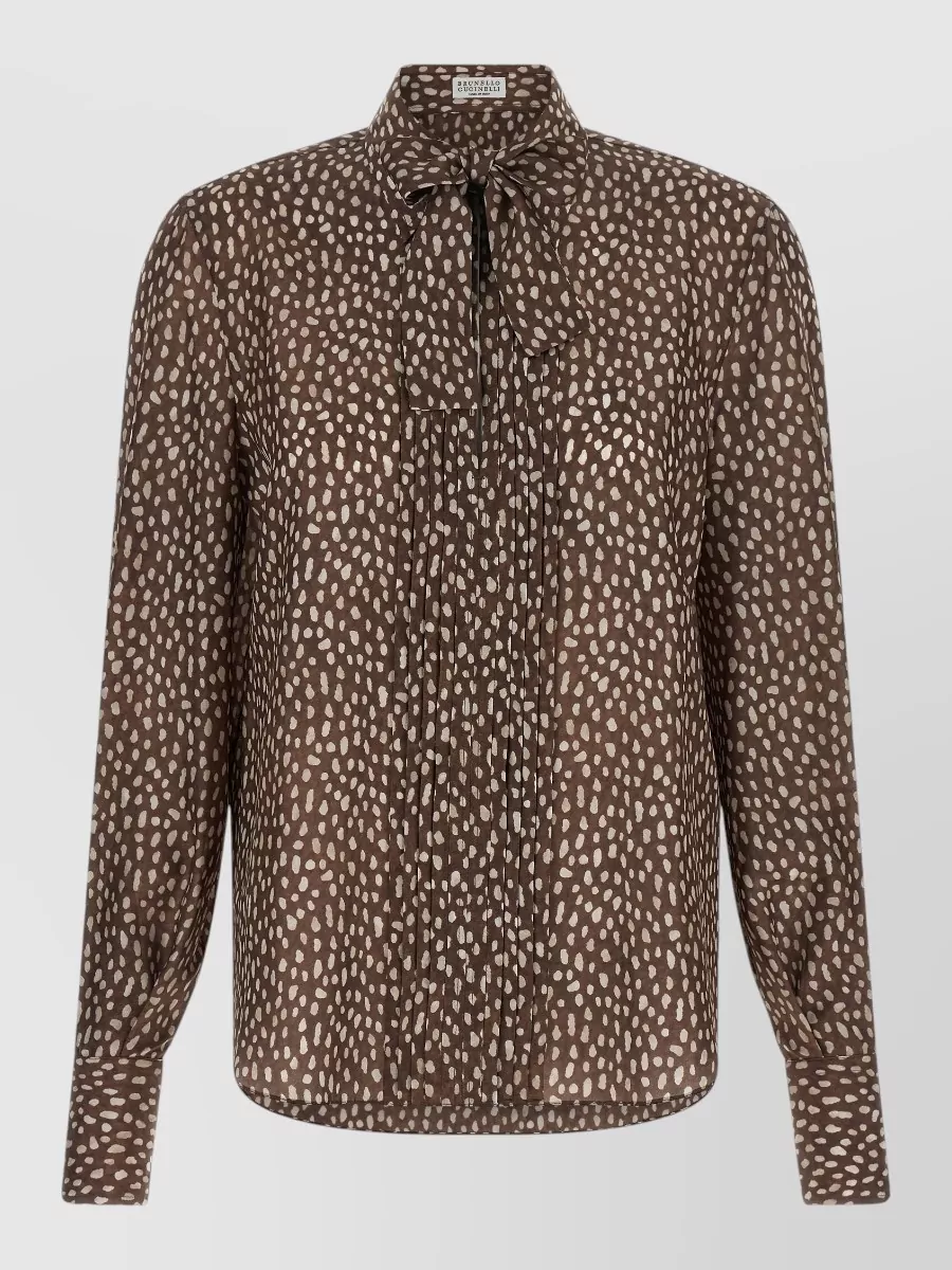 Brunello Cucinelli silk printed lavallière blouse