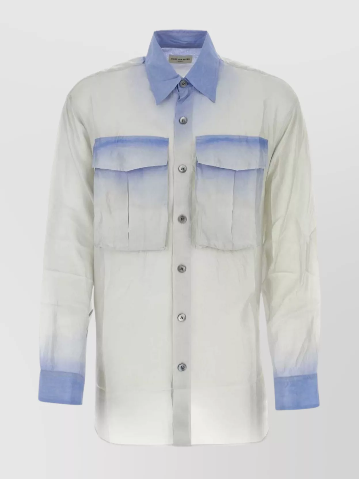 Shop Dries Van Noten Cuffed Sleeves Silk Shirt With Chest Pockets
