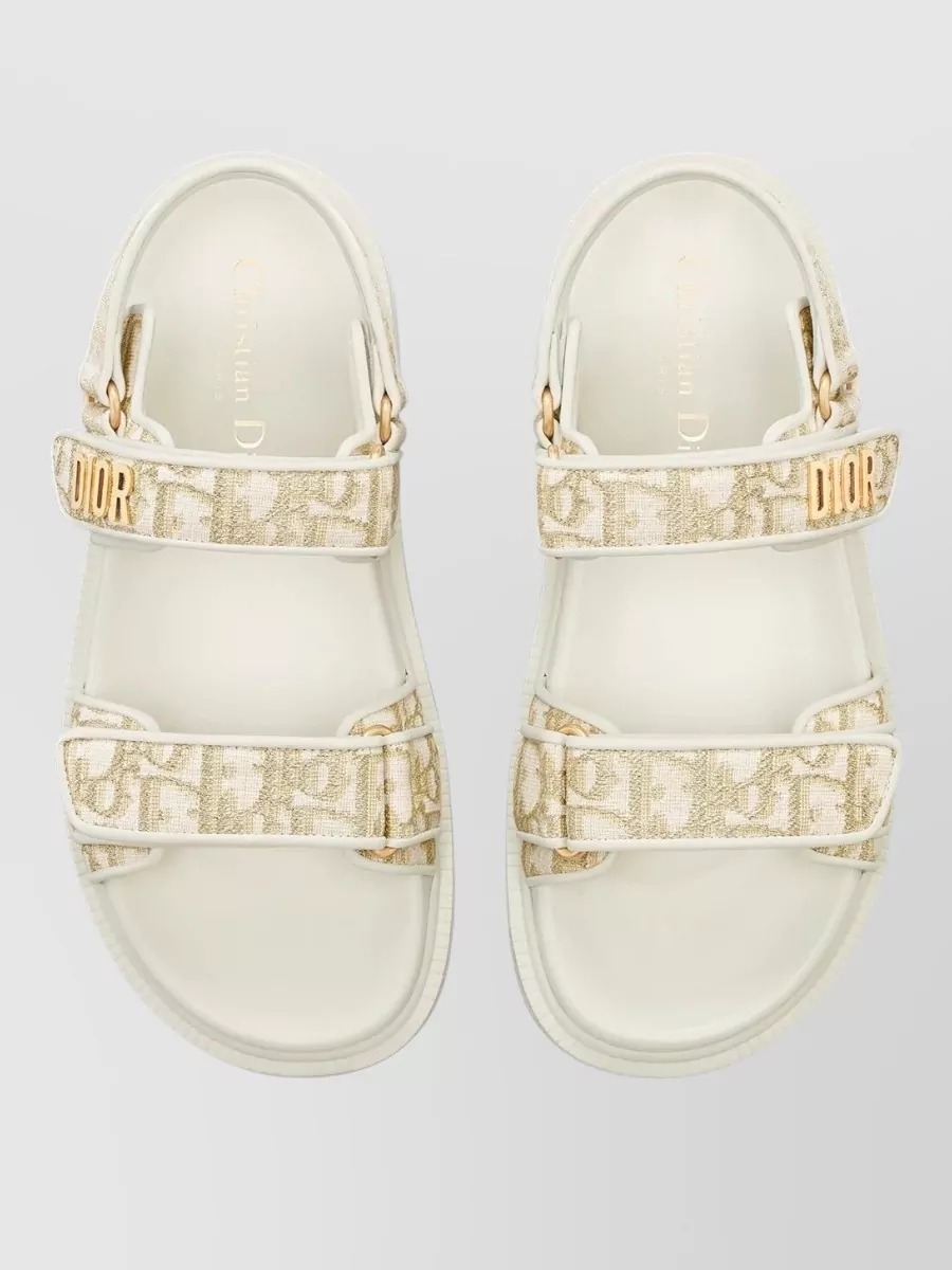 Christian Dior Flat Open Toe Sandals With Textured Sole