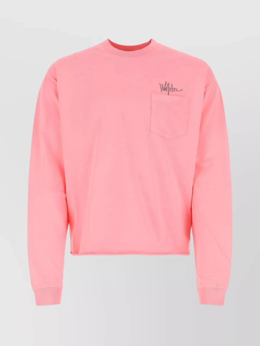 Shop We11 Done Cotton Crew Neck Sweater In Pink