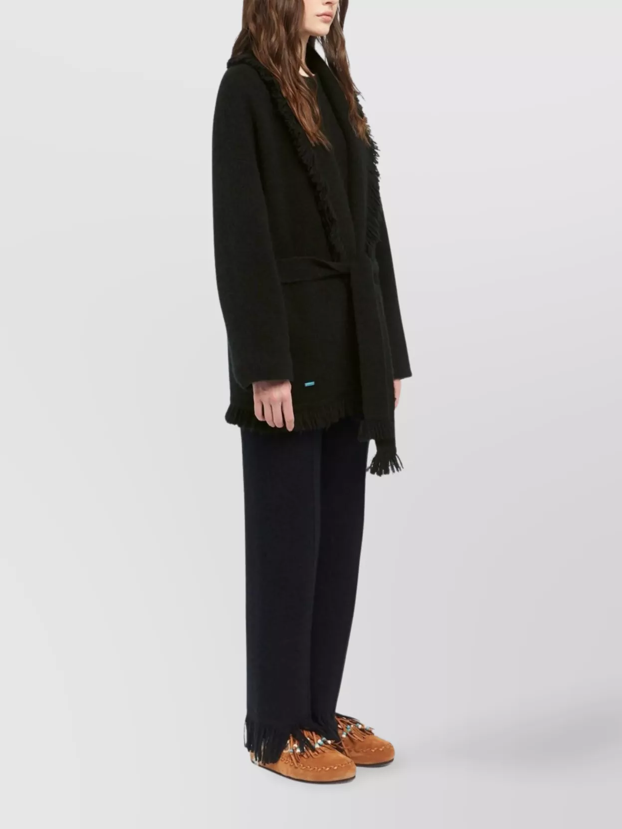 Alanui Luxe Fringed Long Shawl Collar Knitwear