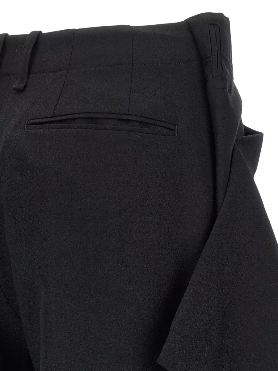 Issey Miyake Wool Draped Wide-Leg Trousers