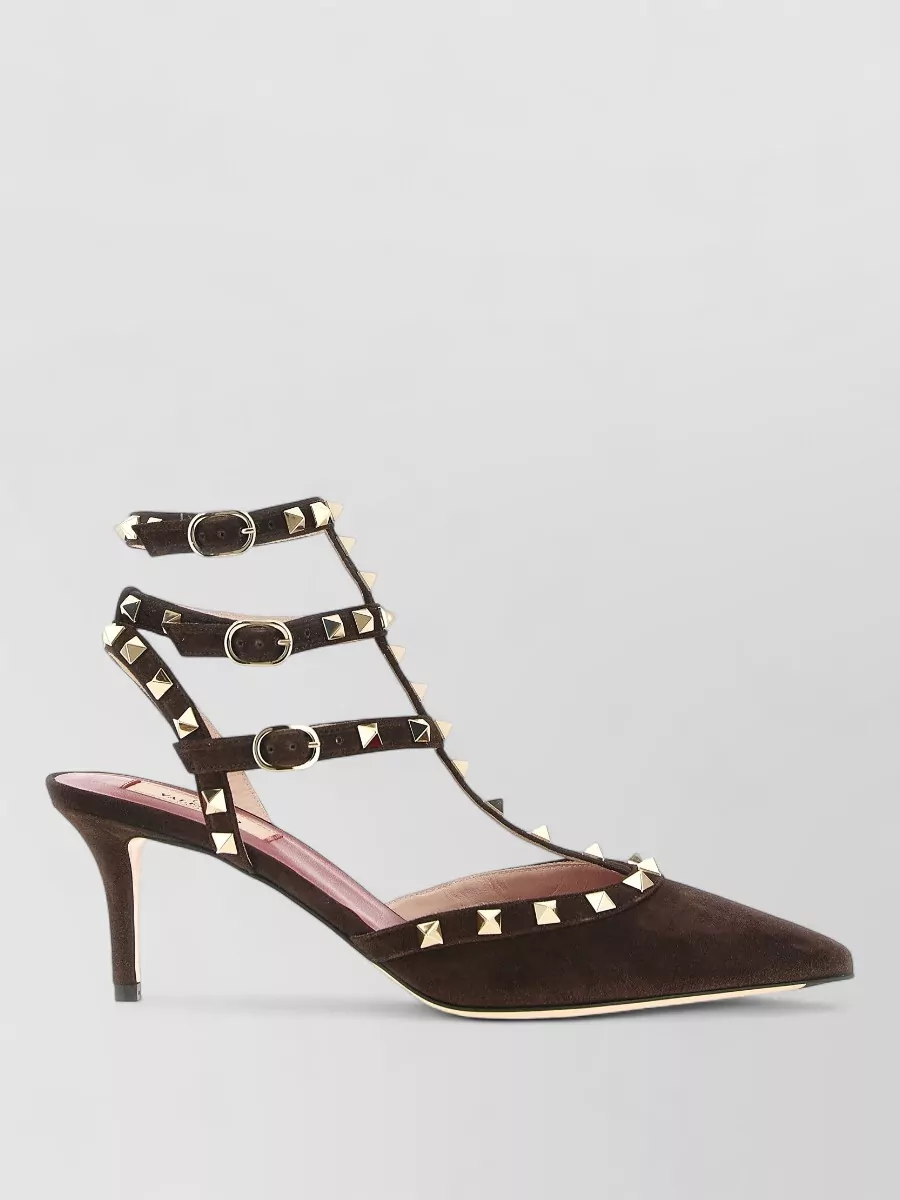 Valentino Garavani Suede Studded Ankle-Strap Pumps