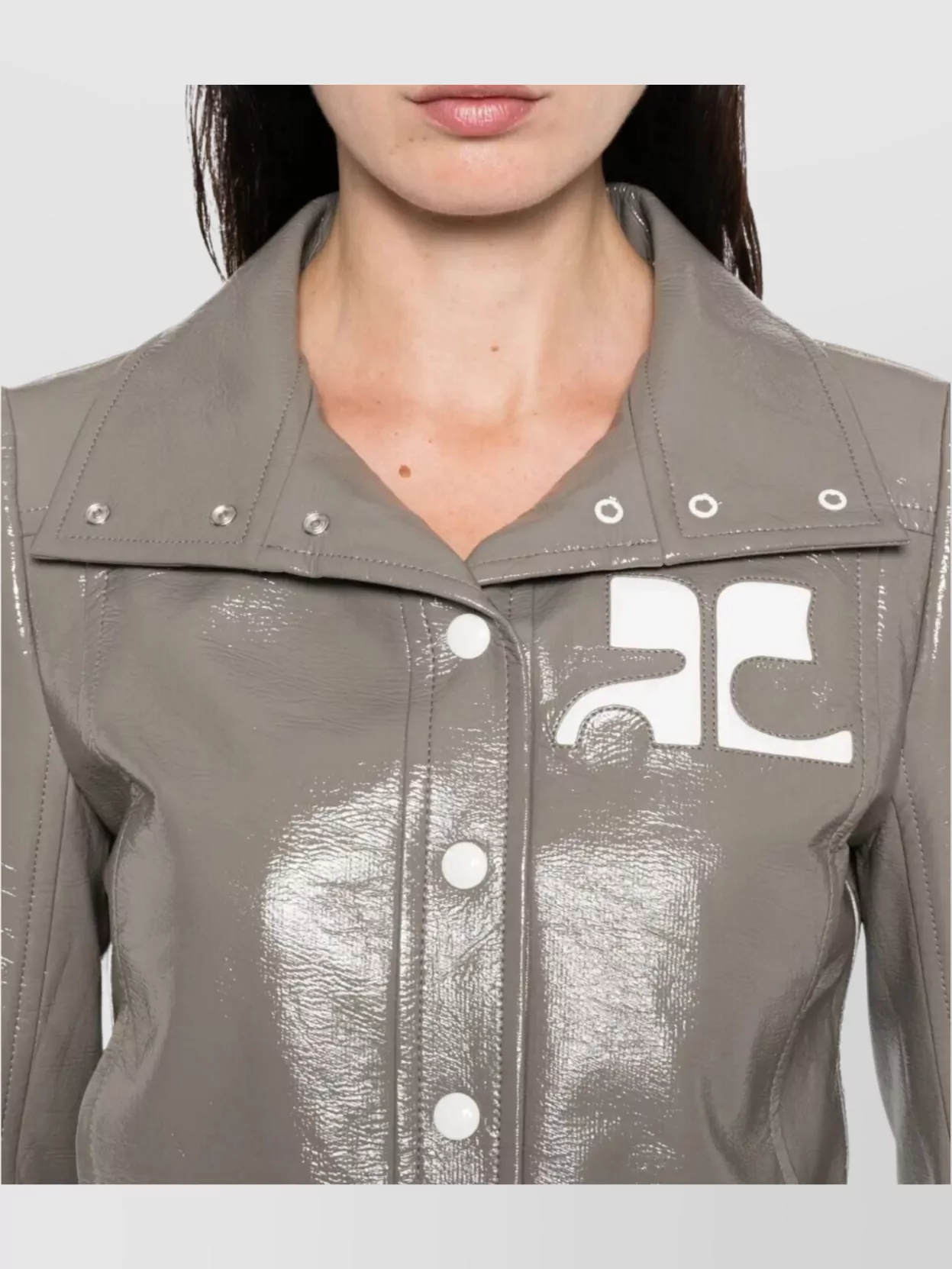 Courrèges Vinyl Jacket With Long Sleeves And Cropped Cut