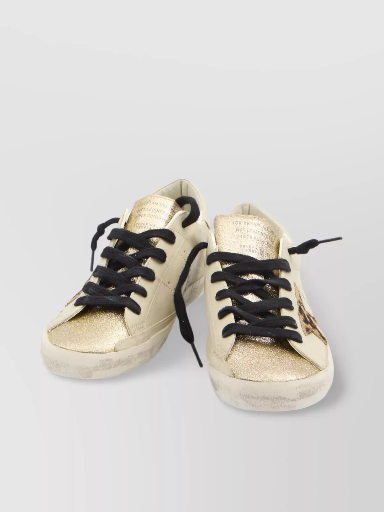 Golden Goose Women Super Star Leather Upper Glitter Toe And Tongue Leather Heel Leopard Horsy Star In Neutral