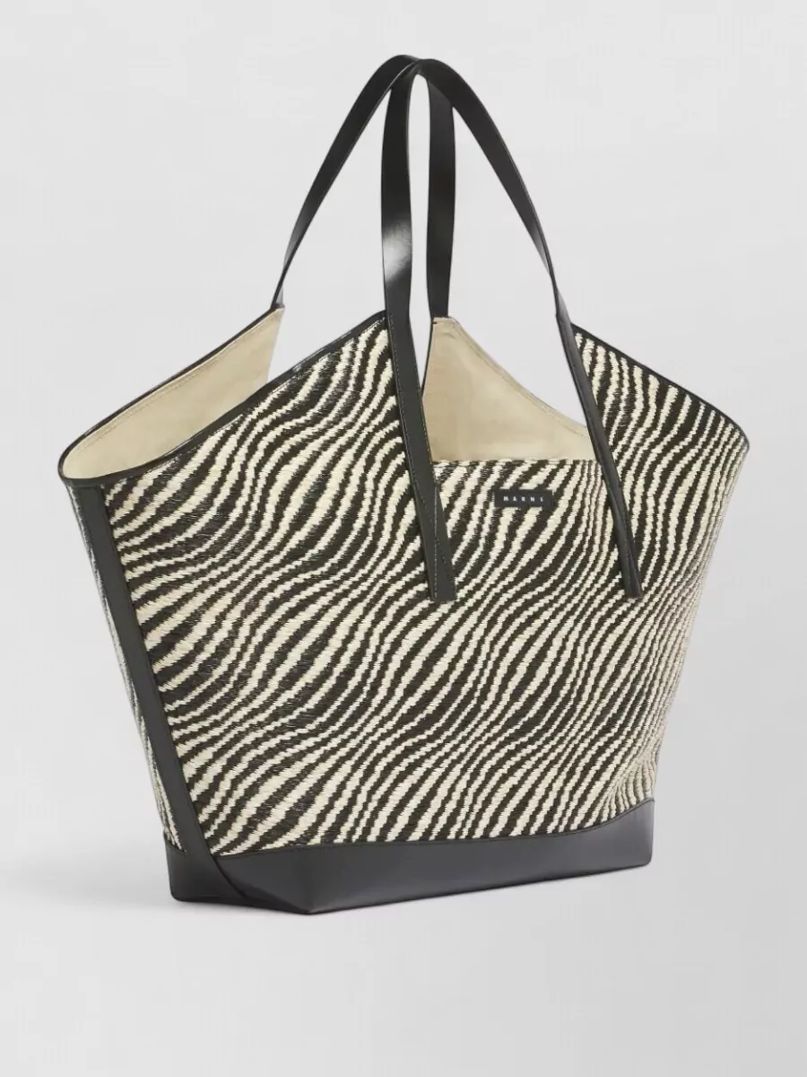 Marni Zebra Pattern Tote Bag Dual Handles Leather