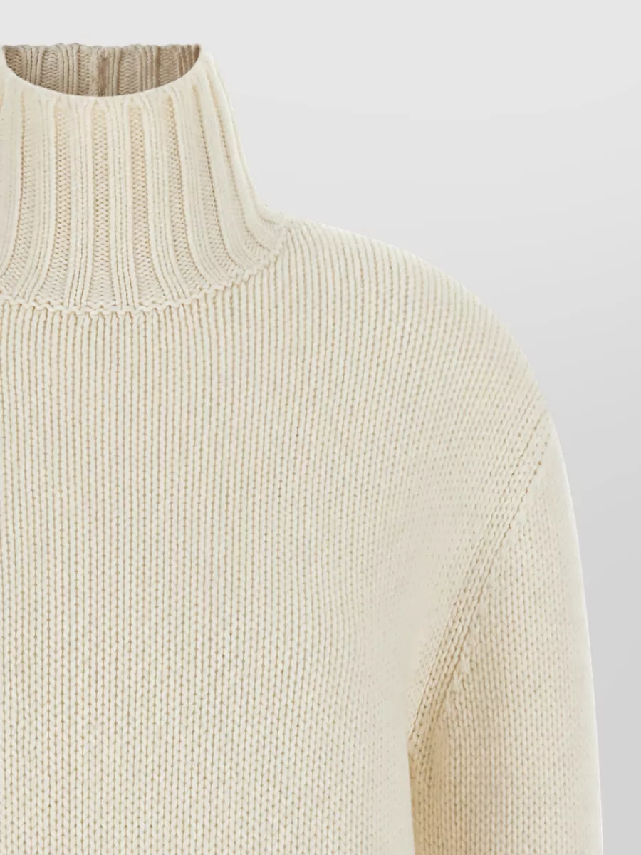 Fabiana Filippi Wool Silk Cashmere Ribbed Turtleneck Feather-Hem Jumper