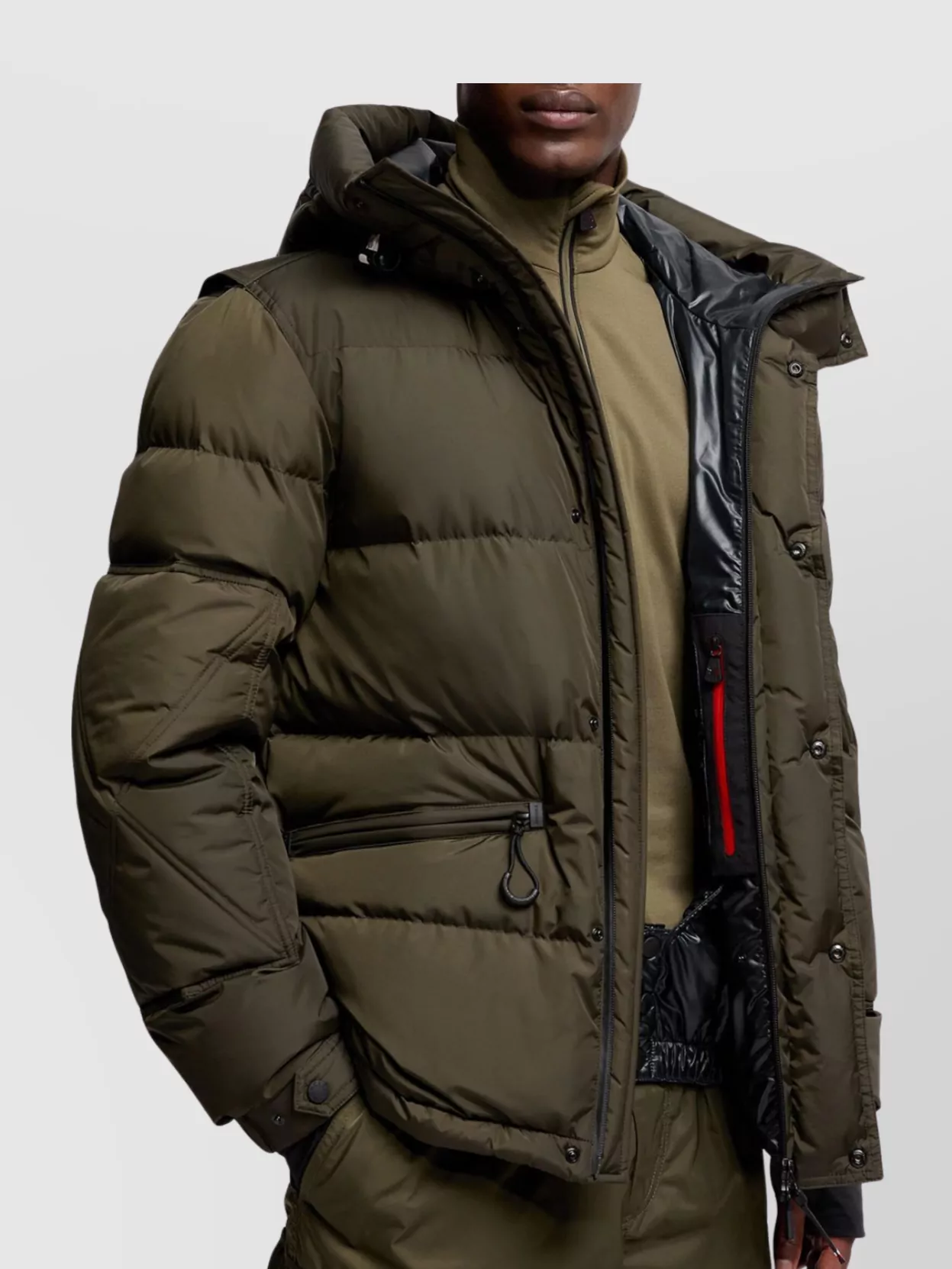 Moncler Down Ski Jacket Adjustable Hood In Black