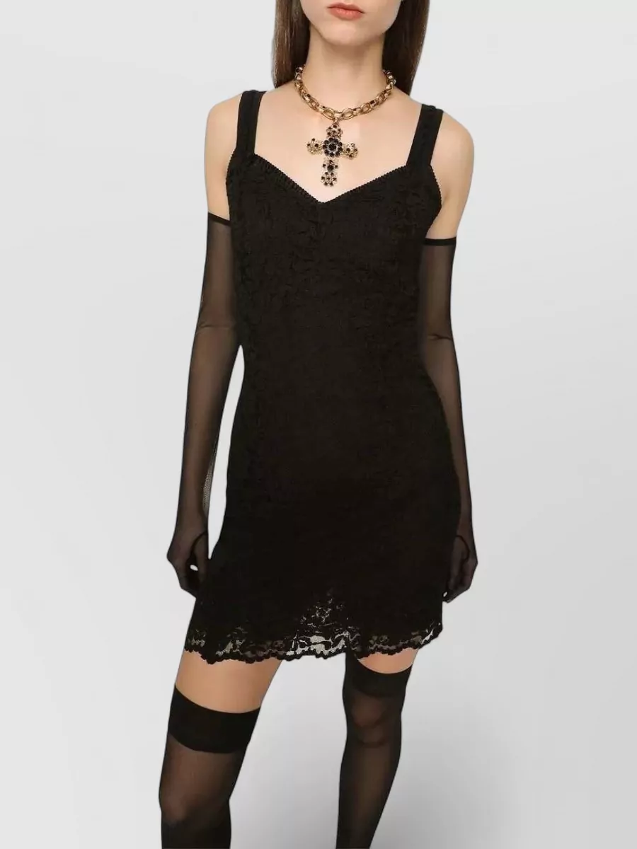 Dolce&Gabbana Lace Mini Dress Sleeveless V Neckline