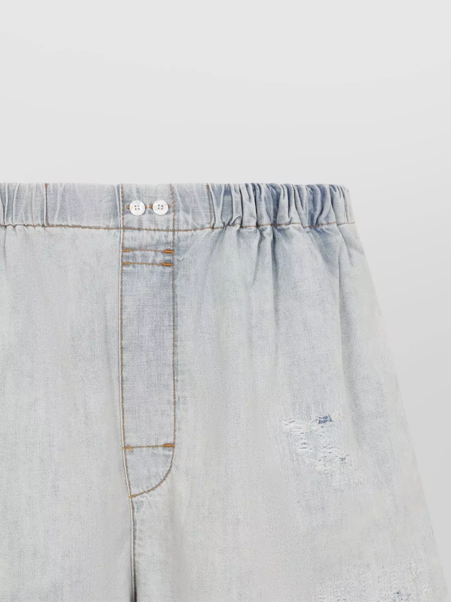 Acne Studios Distressed Denim Shorts Featuring Back Pocket In Blue
