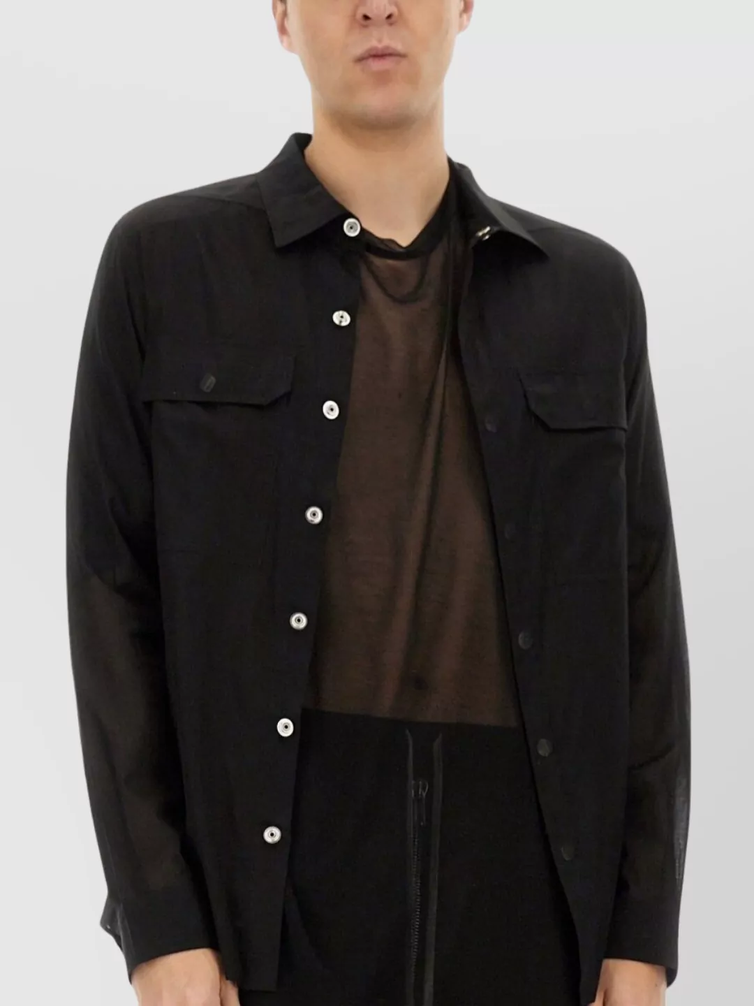 Rick Owens Shirt Sheer Fabric Chest Pockets