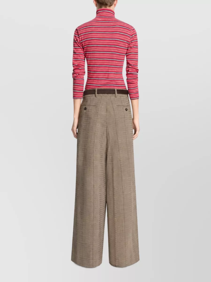Dries Van Noten Checked Oversized Pleated Wide-Leg Trousers