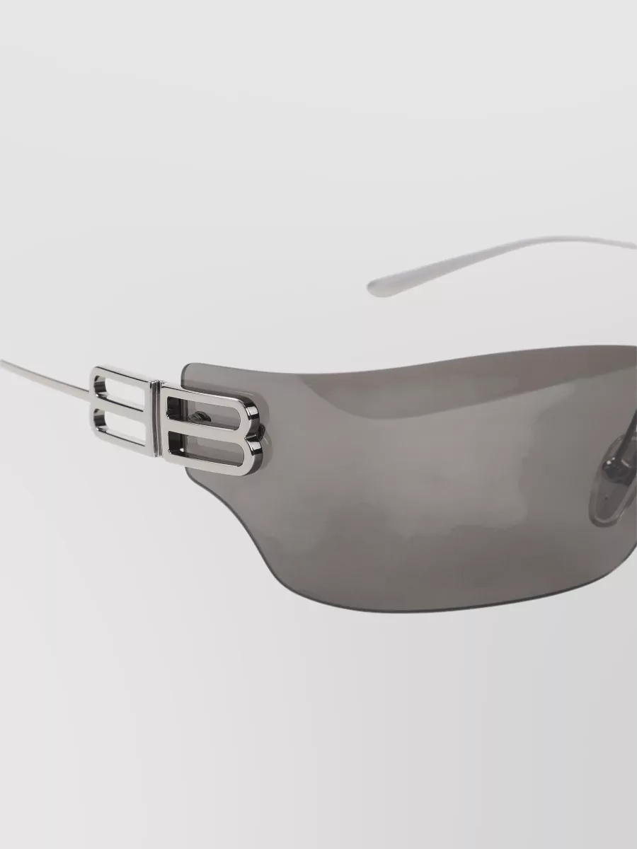 Balenciaga Square Sunglasses Metal Temples Rimless Design