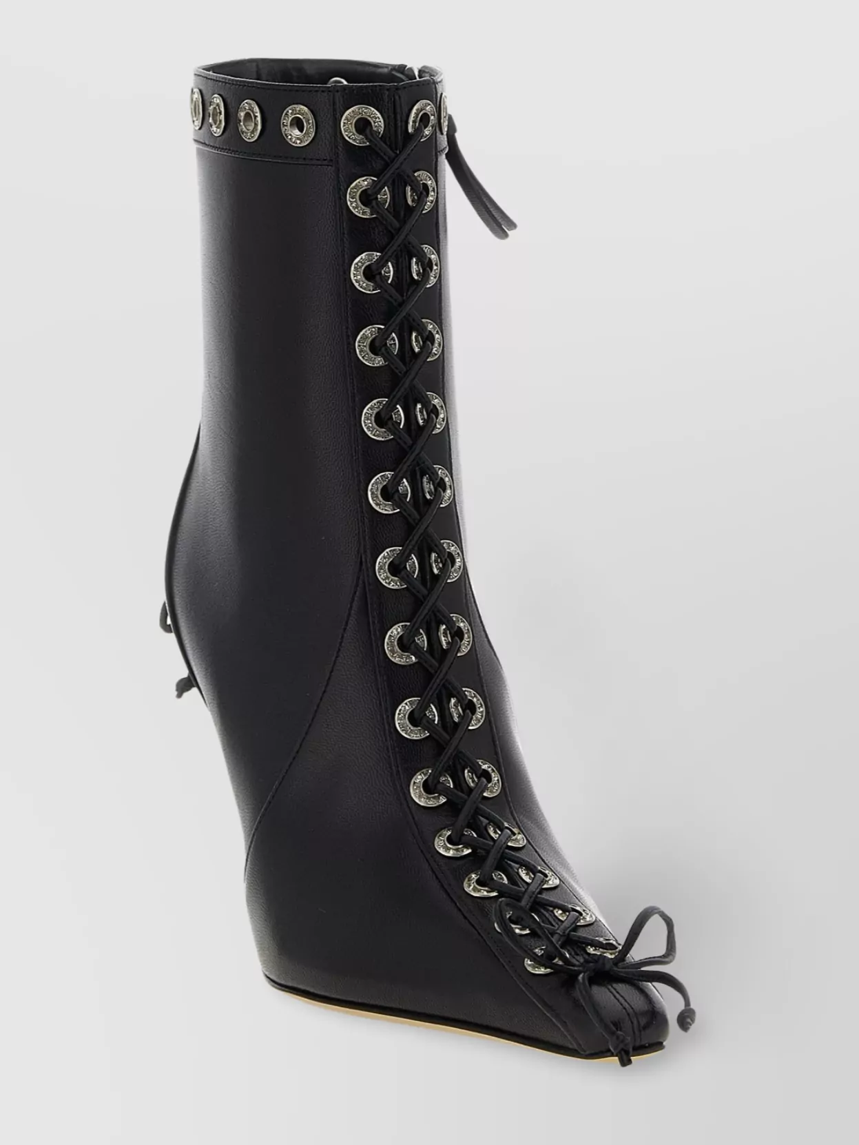 Mach&mach 95mm Lace-up Studded Ankle Boots In Black