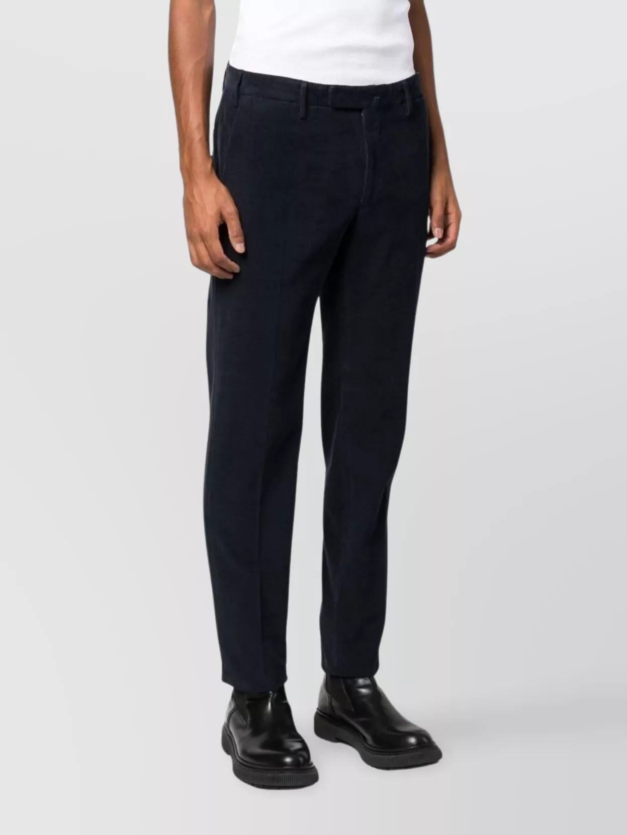 Incotex Corduroy Straight Leg Trousers Pockets In Black
