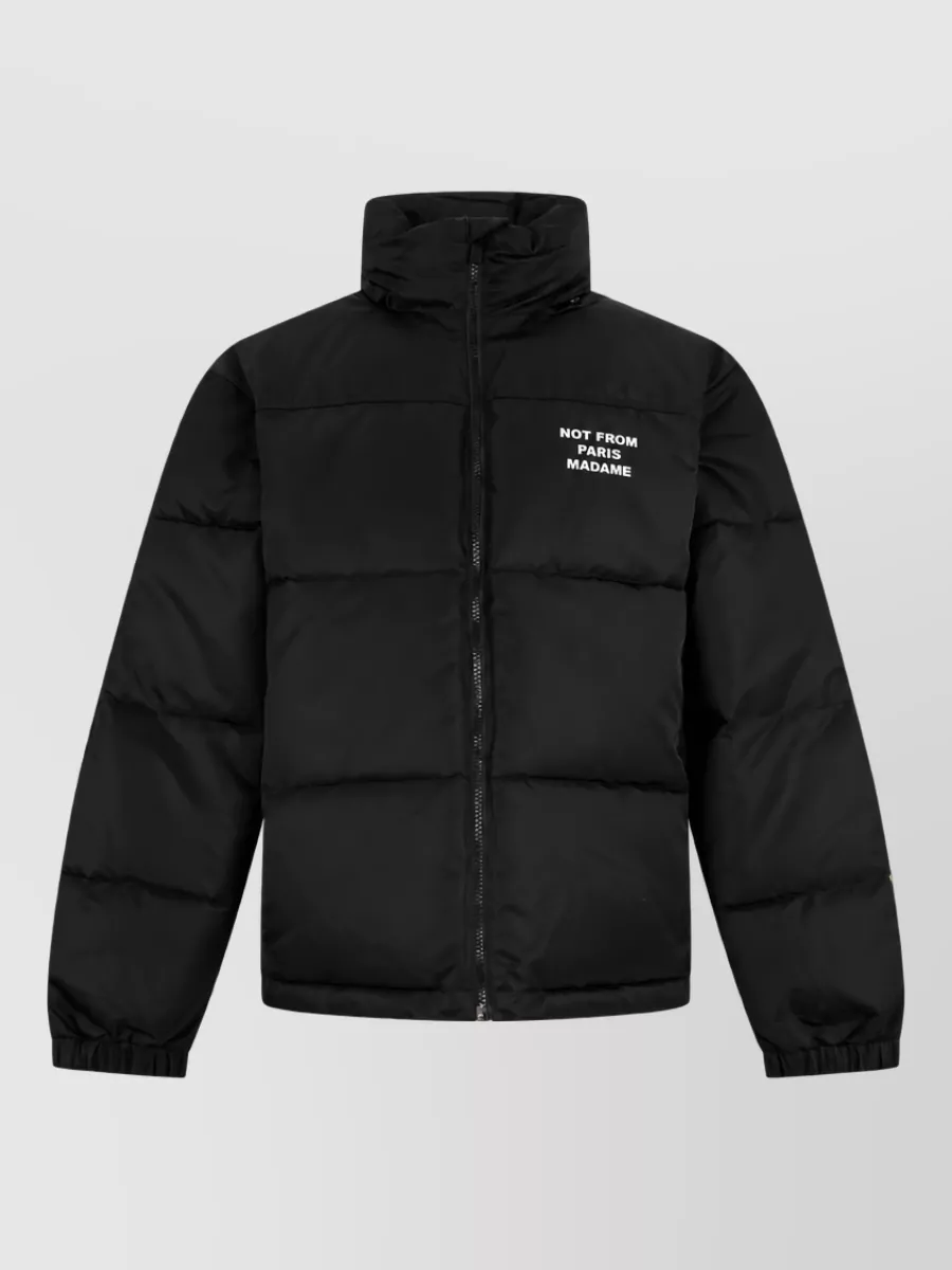 Drôle De Monsieur padded high-collar logo-patch coat
