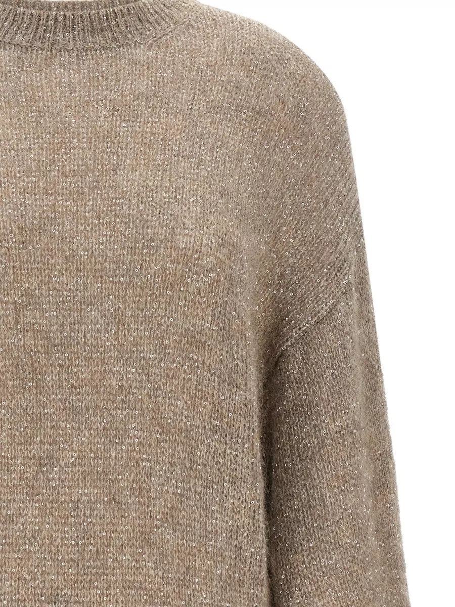 Brunello Cucinelli Sequined Mohair Alpaca-Blend Crew-Neck Sweater