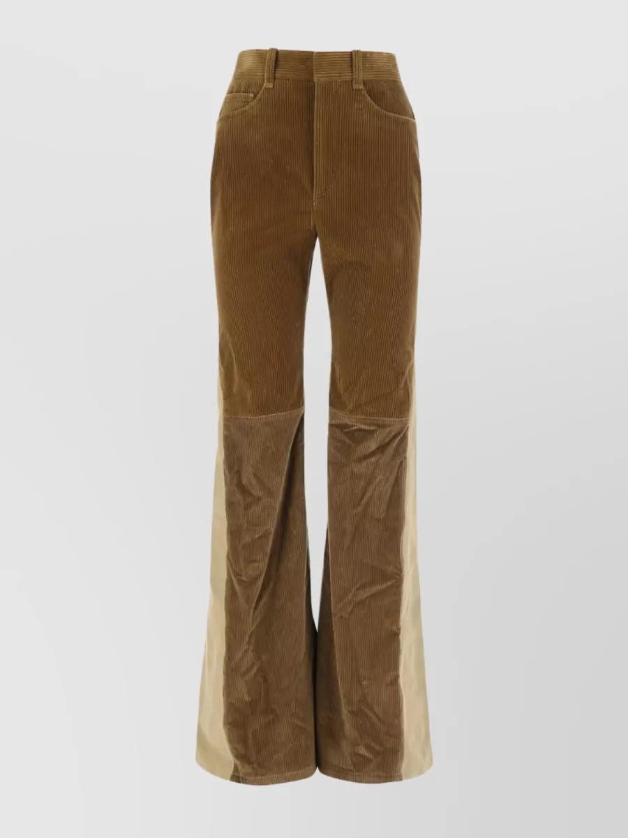 Shop Chloé Wide-leg Corduroy Trousers With Flared Hemline In Brown