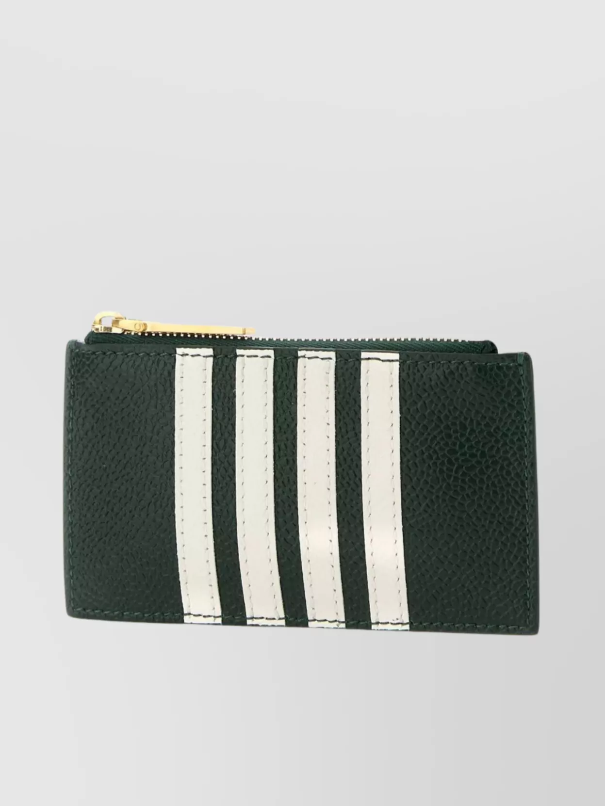Shop Thom Browne Leather Cardholder With Textured Finish And Contrast Stripes