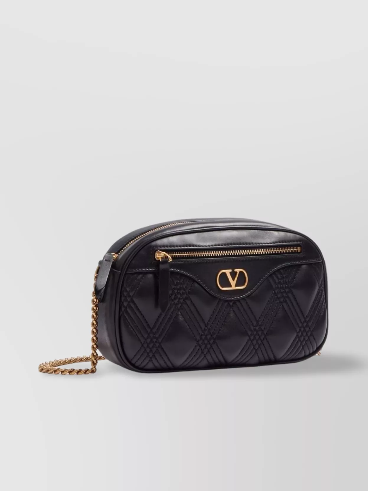 Valentino Quilted Leather Camera Bag With Chain Strap