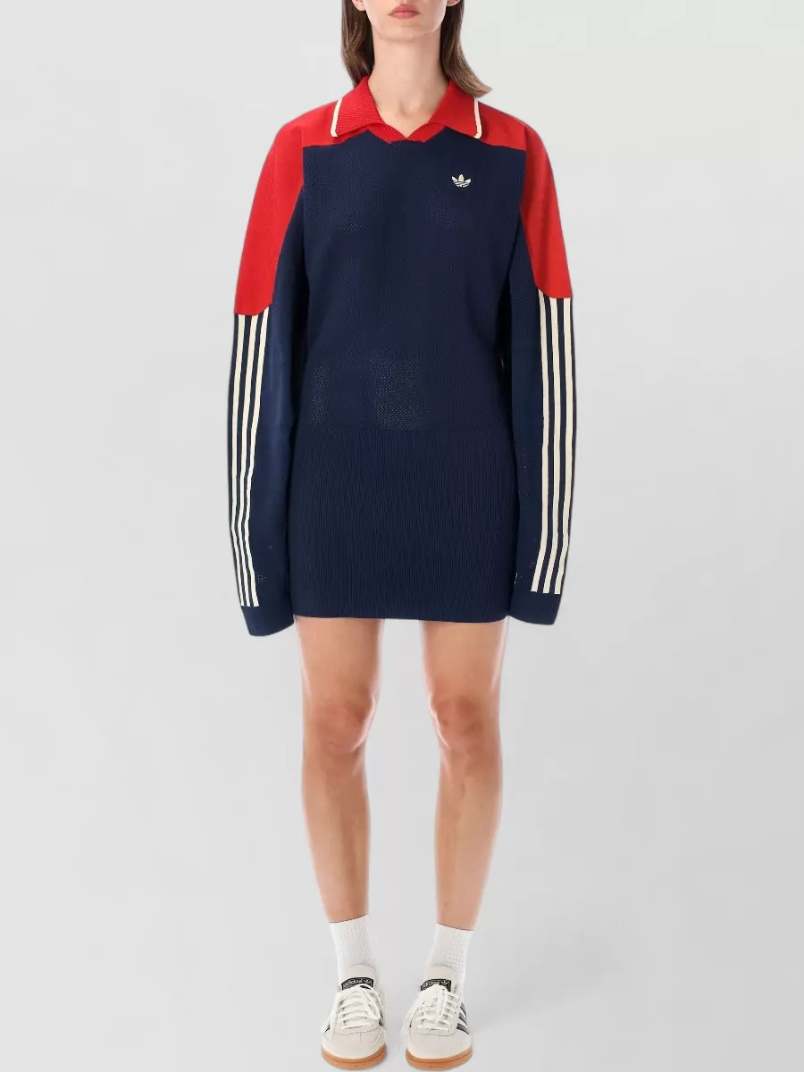 Adidas Originals knitted long-sleeve polo dress