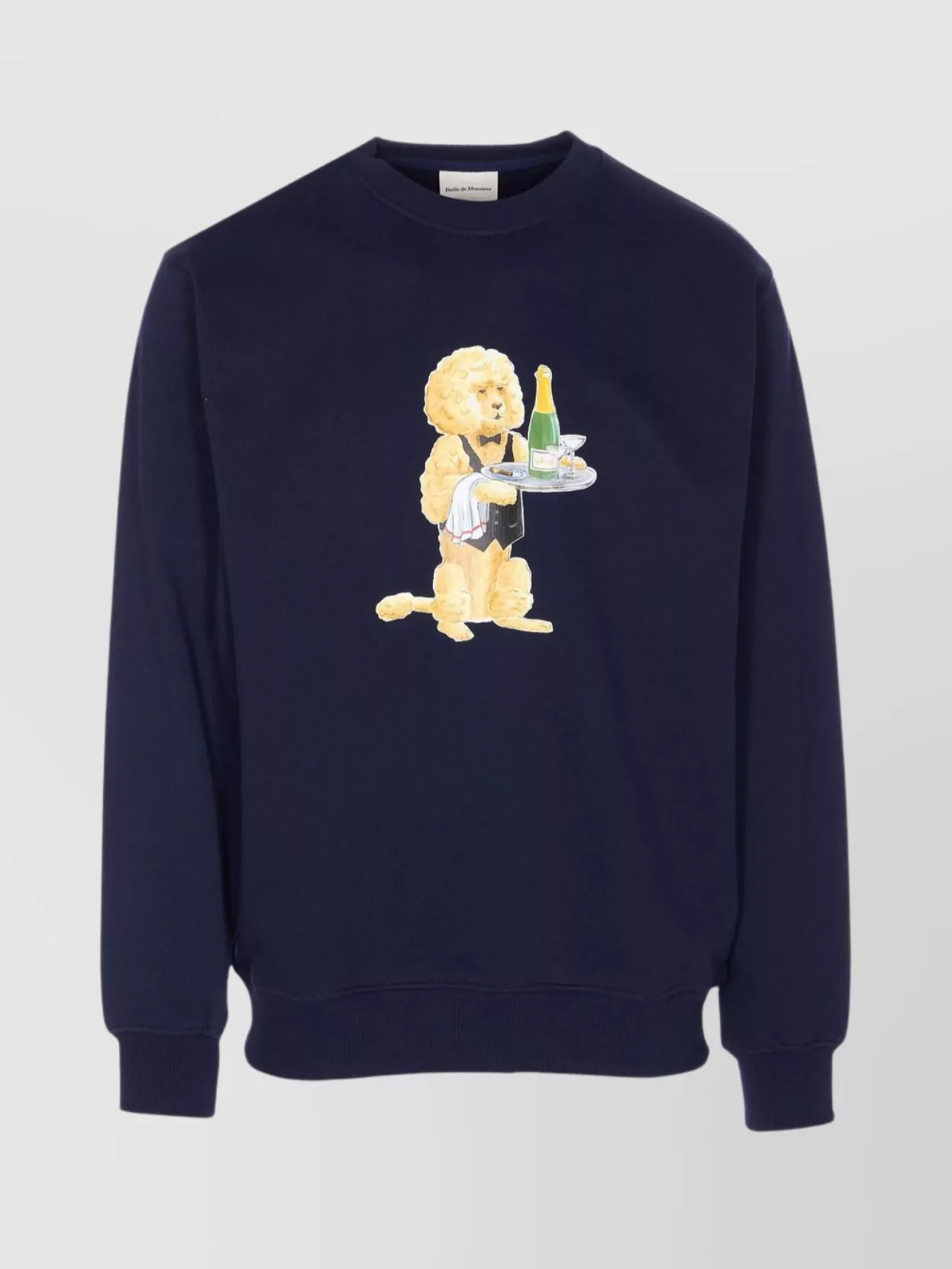 Drôle De Monsieur Graphic Print Crewneck Long Sleeve Sweater In Blue