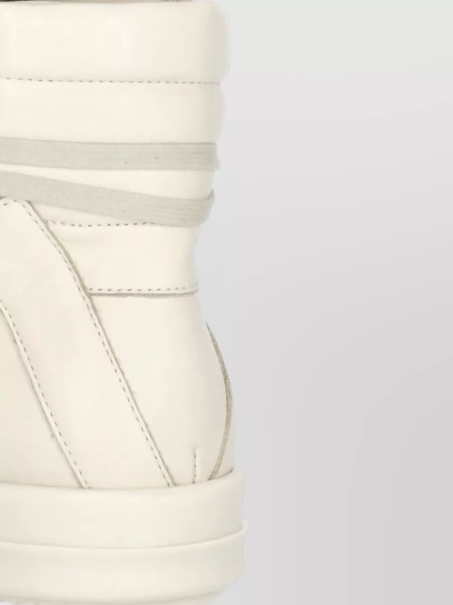 Rick Owens High Top Sneakers Round Toe Rubber Sole