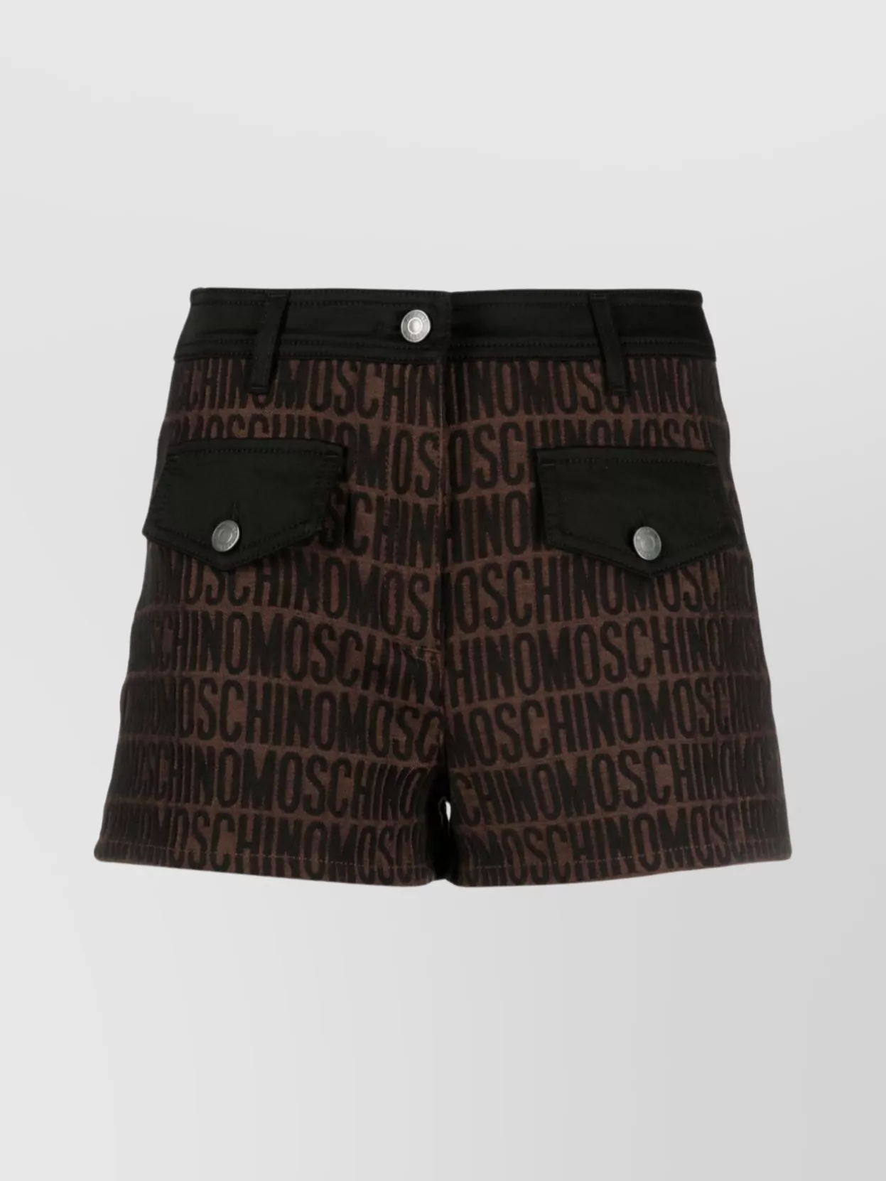 Shop Moschino Cotton Blend Thigh-length Shorts With Front And Rear Pockets In Black