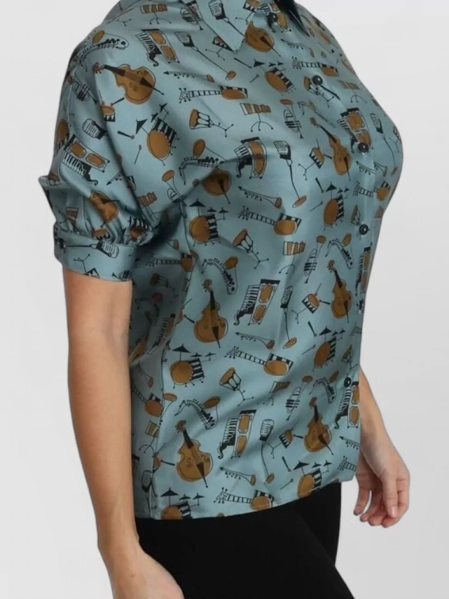 Dolce&Gabbana Silk Printed Short-Sleeve Shirt