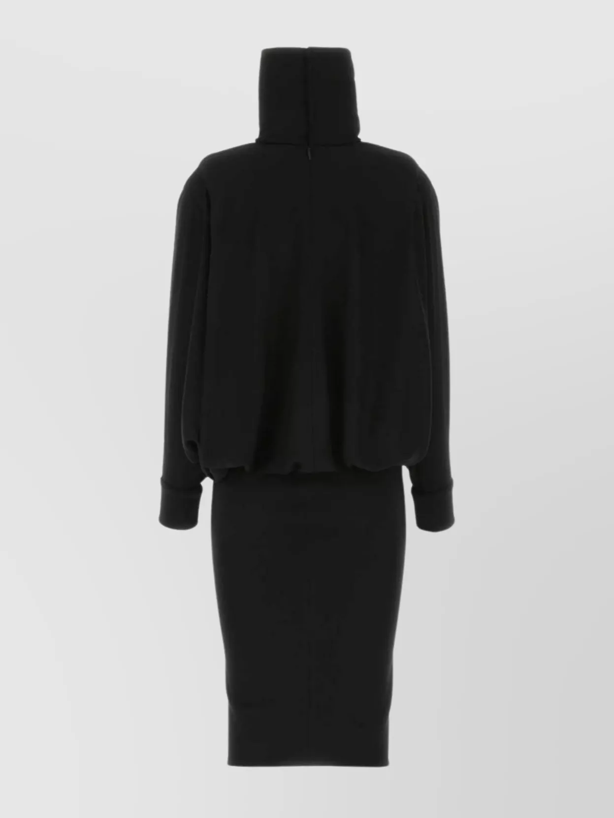 Shop Saint Laurent Turtleneck Wool Dress With Long Sleeves In Black