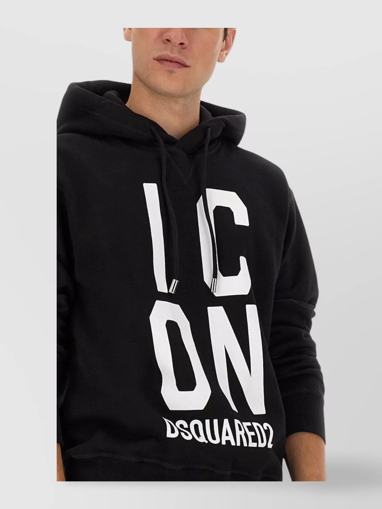 DSQUARED2 LOGO DRAWSTRING HOODED SWEATSHIRT WITH FRONT PRINT