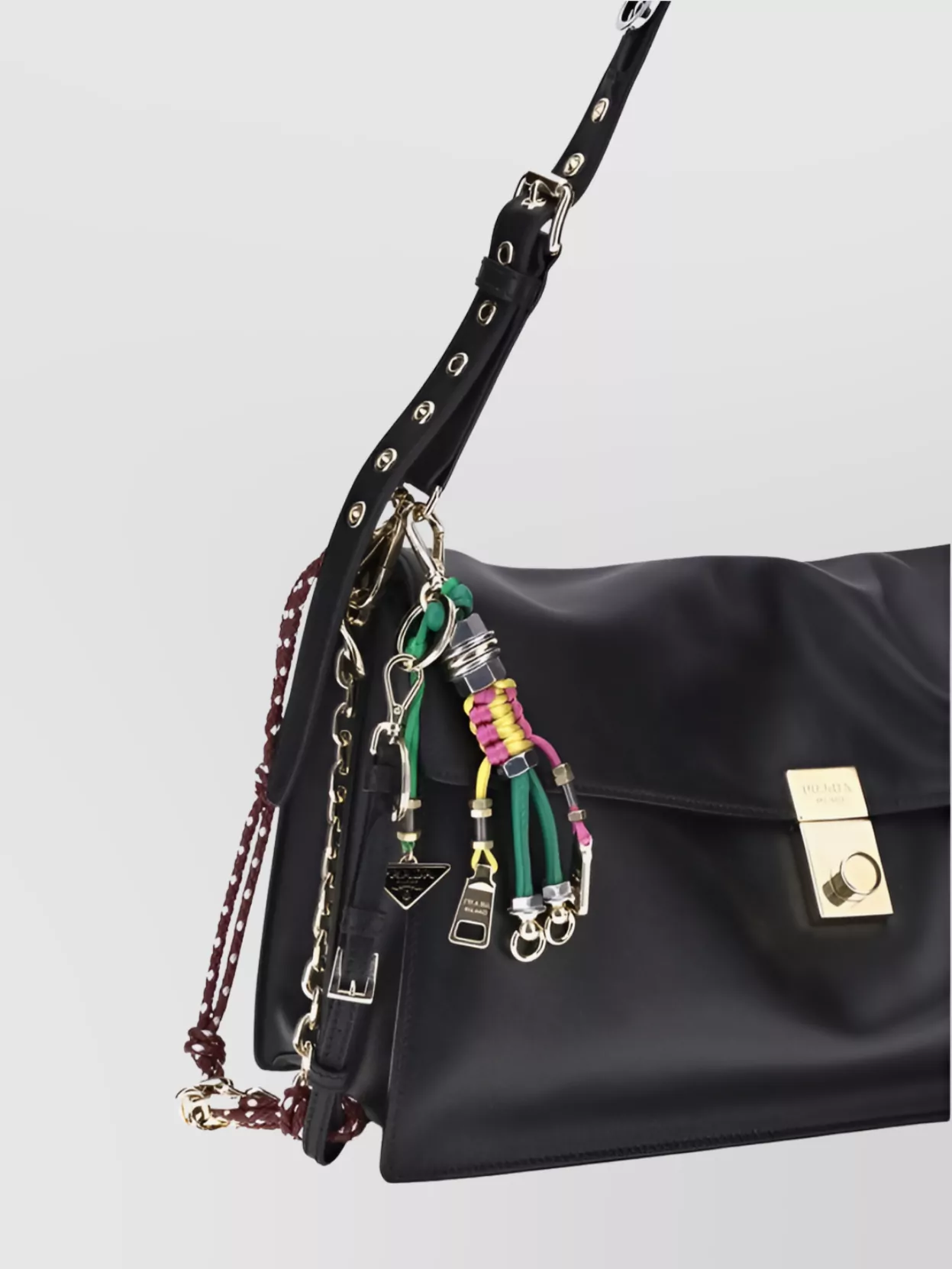 Prada Soft Large Leather Shoulder Bag In Black