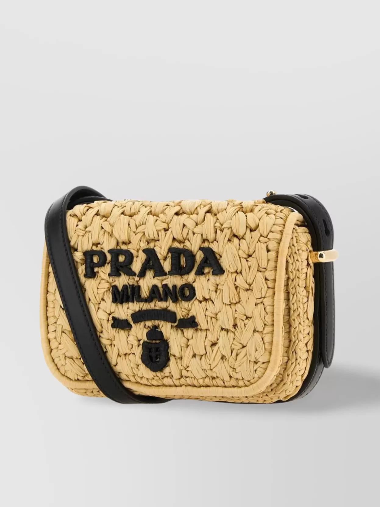 Shop Prada Adjustable Woven Raffia Crossbody Bag
